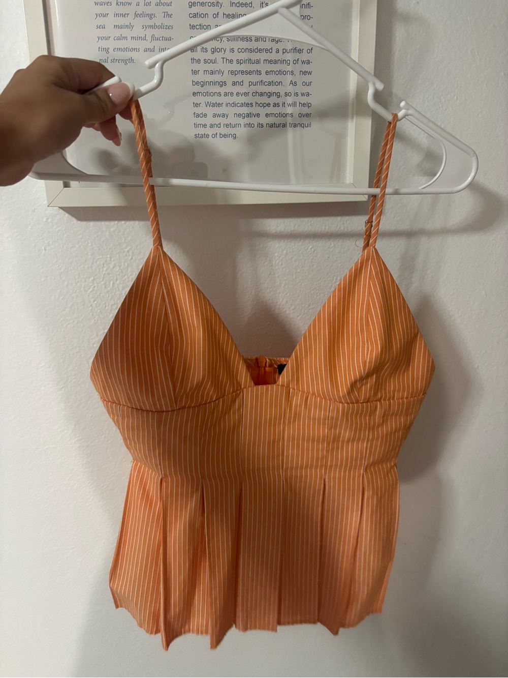 ZARA never used Orange Striped Pleated Cami Top